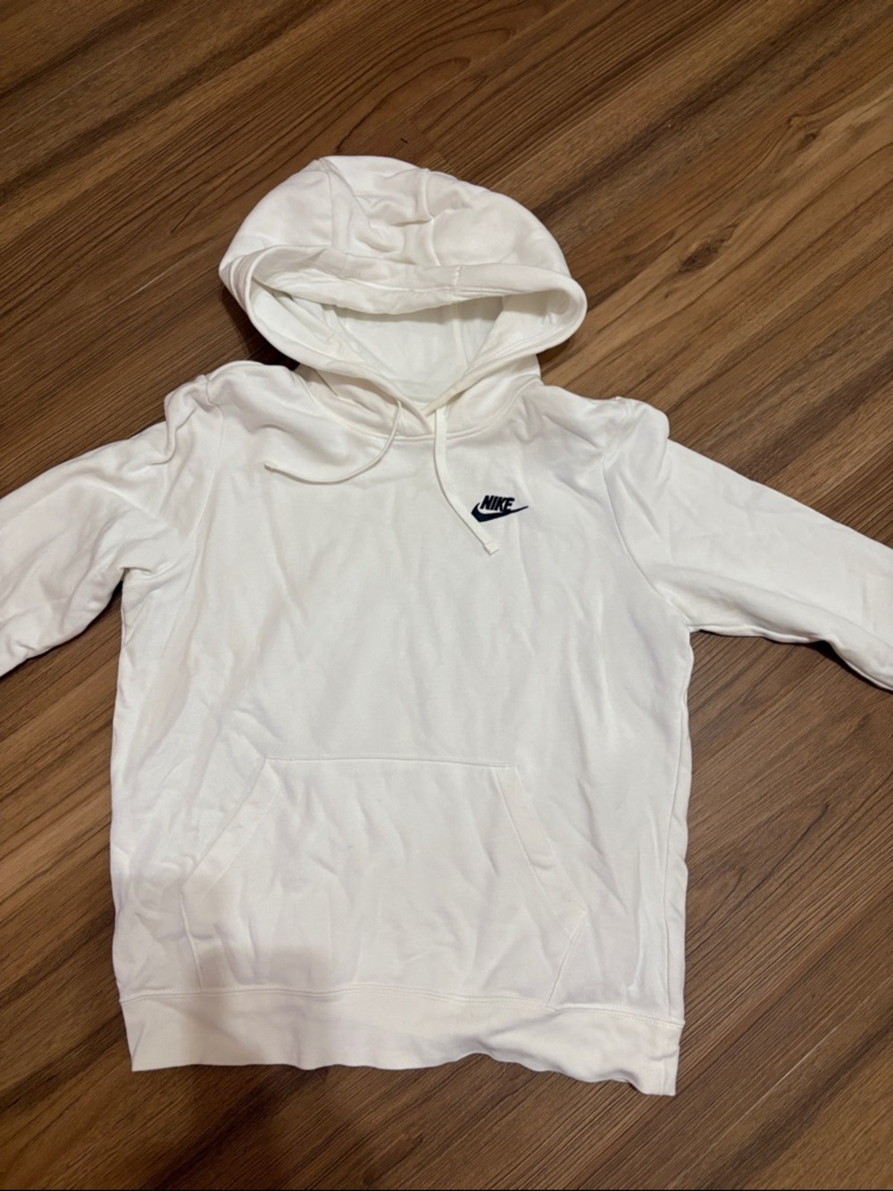 Nike White Hoodie with Small Black Logo
